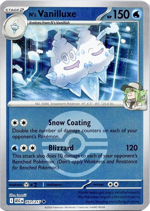N's Vanilluxe (051/217) (Poke Ball) [Mega Evolution: Ascended Heroes] | Exor Games Dartmouth