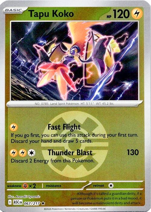 Tapu Koko (067/217) (Quick Ball) [Mega Evolution: Ascended Heroes] | Exor Games Dartmouth