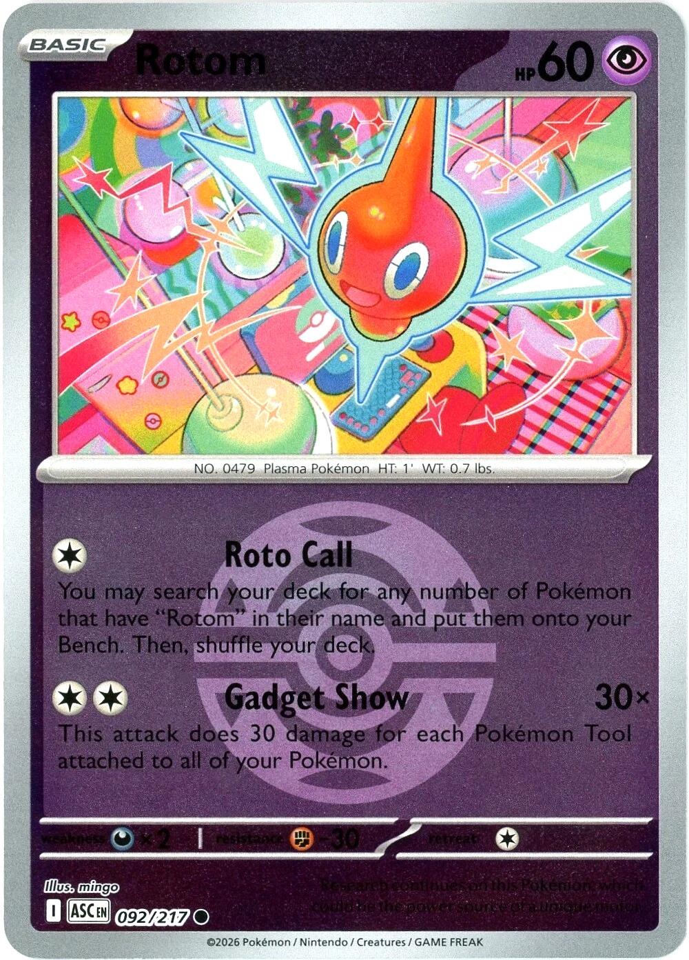 Rotom (092/217) (Dusk Ball) [Mega Evolution: Ascended Heroes] | Exor Games Dartmouth
