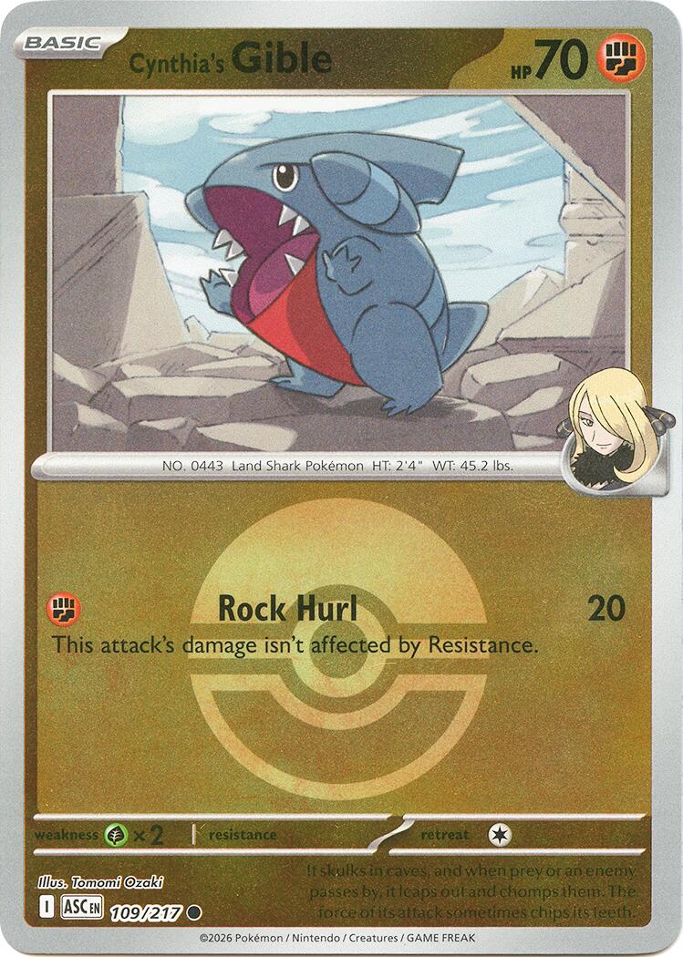 Cynthia's Gible (109/217) (Poke Ball) [Mega Evolution: Ascended Heroes] | Exor Games Dartmouth