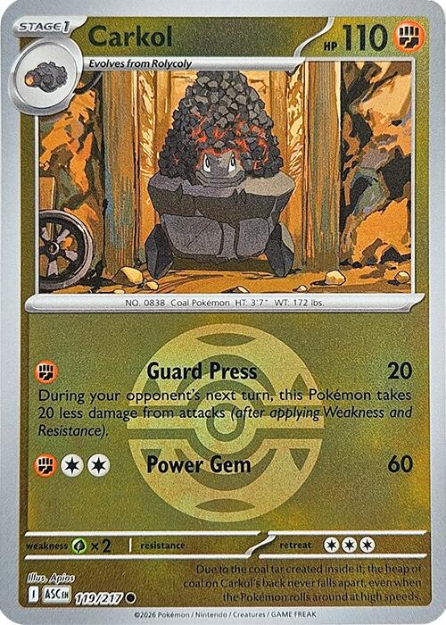 Carkol (119/217) (Dusk Ball) [Mega Evolution: Ascended Heroes] | Exor Games Dartmouth