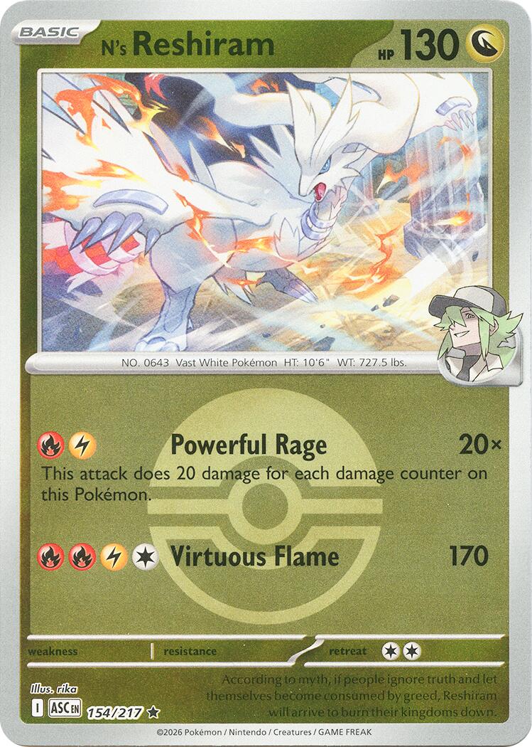N's Reshiram (154/217) (Poke Ball) [Mega Evolution: Ascended Heroes] | Exor Games Dartmouth