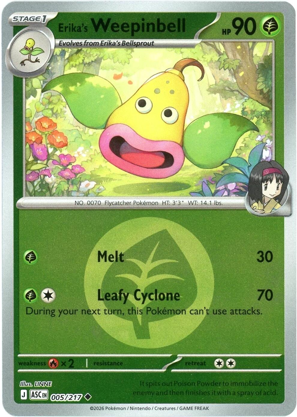 Erika's Weepinbell (005/217) (Energy Symbol Pattern) [Mega Evolution: Ascended Heroes] | Exor Games Dartmouth