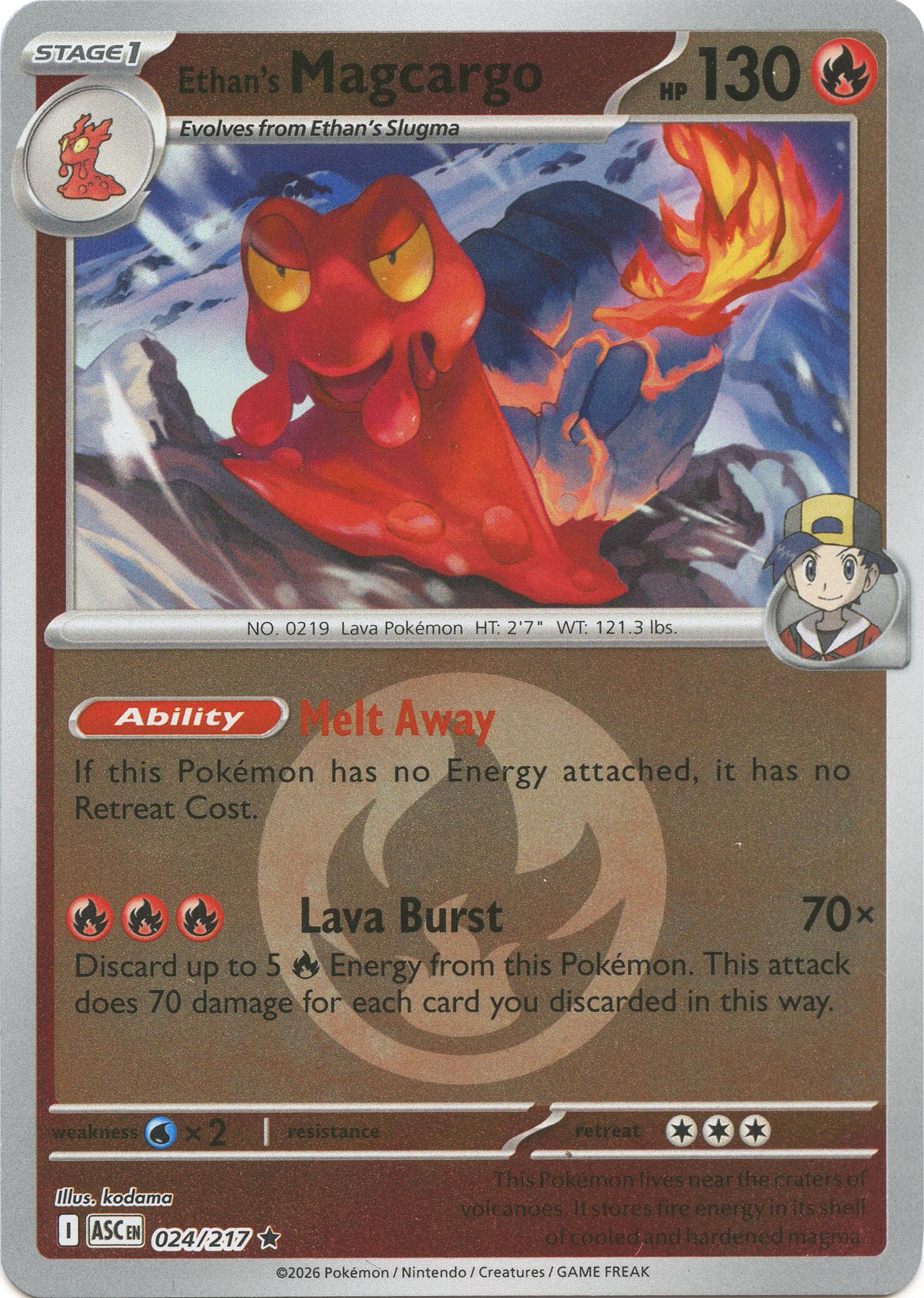 Ethan's Magcargo (024/217) (Energy Symbol Pattern) [Mega Evolution: Ascended Heroes] | Exor Games Dartmouth