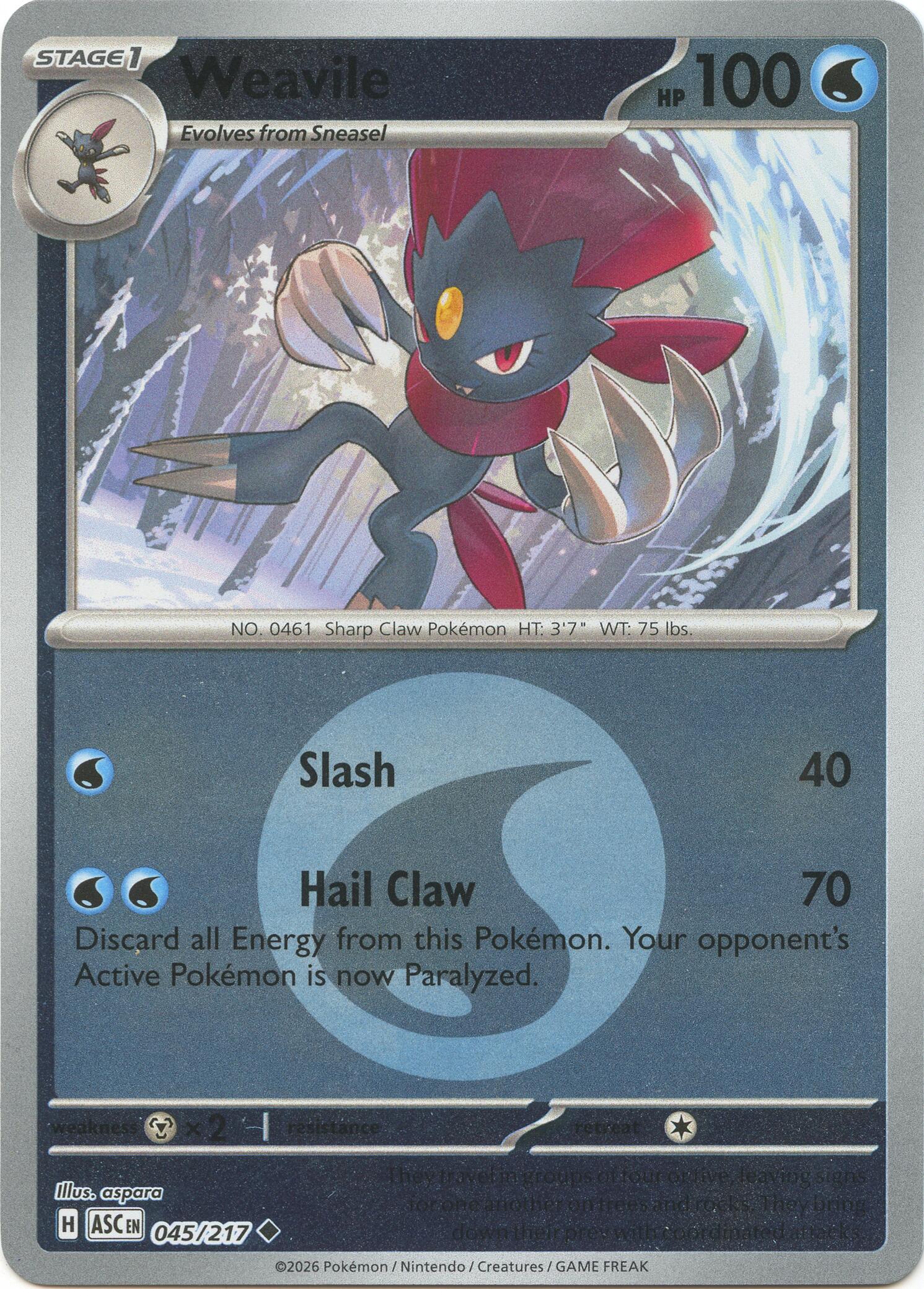 Weavile (045/217) (Energy Symbol Pattern) [Mega Evolution: Ascended Heroes] | Exor Games Dartmouth