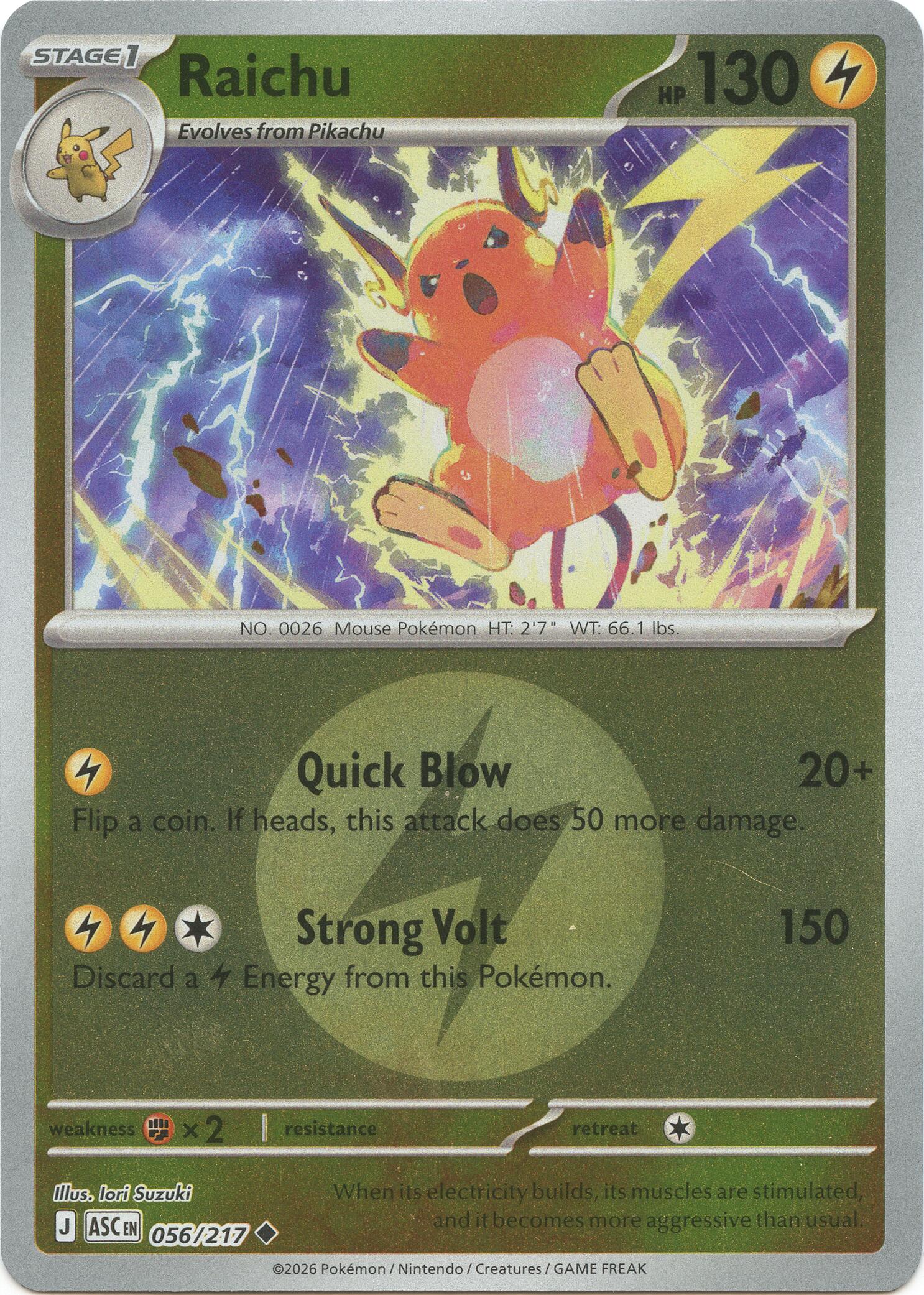 Raichu (056/217) (Energy Symbol Pattern) [Mega Evolution: Ascended Heroes] | Exor Games Dartmouth