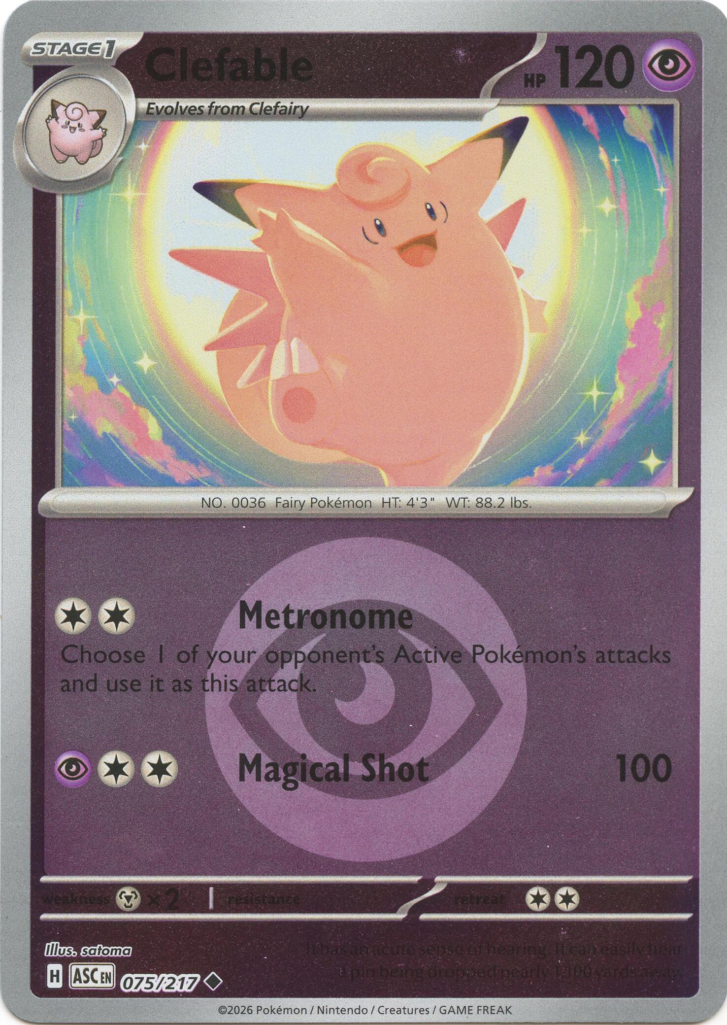 Clefable (075/217) (Energy Symbol Pattern) [Mega Evolution: Ascended Heroes] | Exor Games Dartmouth