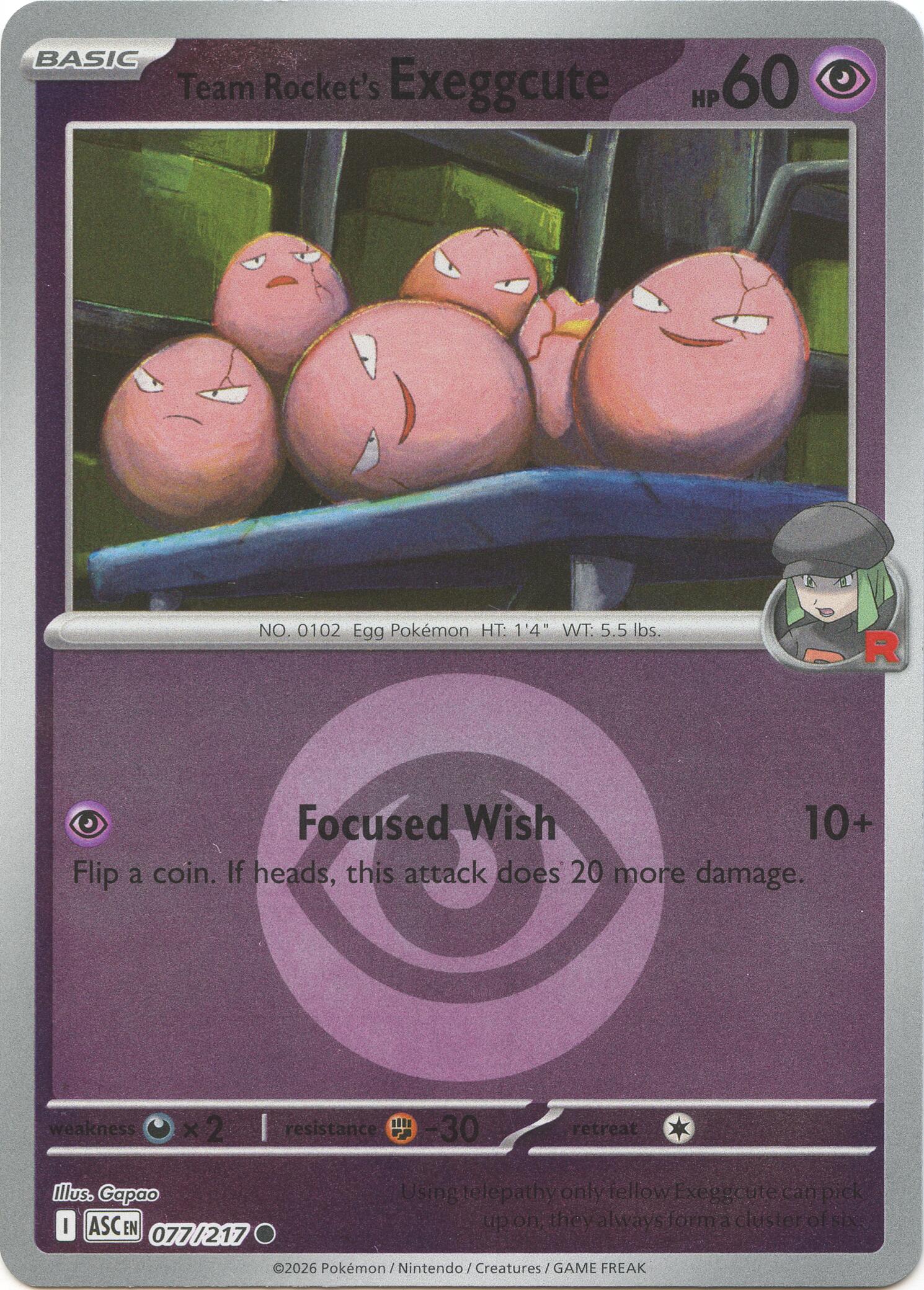 Team Rocket's Exeggcute (077/217) (Energy Symbol Pattern) [Mega Evolution: Ascended Heroes] | Exor Games Dartmouth