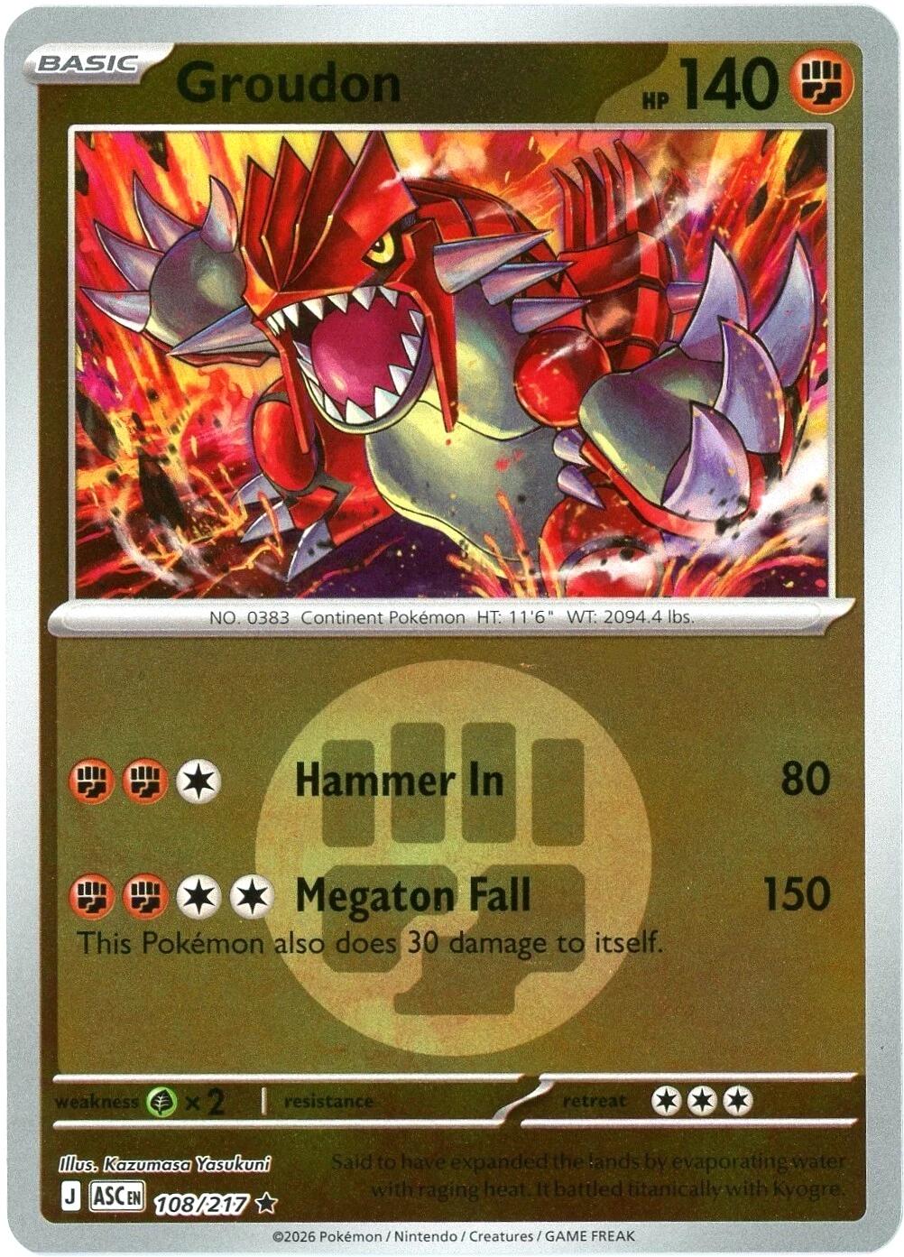 Groudon (108/217) (Energy Symbol Pattern) [Mega Evolution: Ascended Heroes] | Exor Games Dartmouth