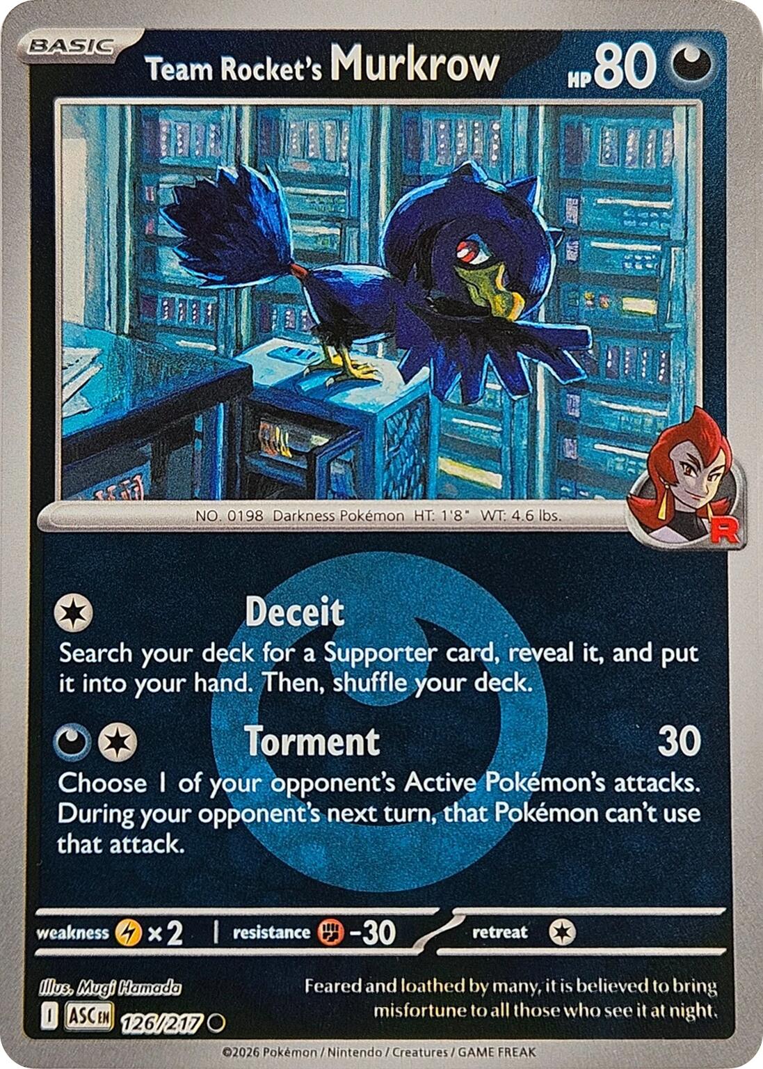 Team Rocket's Murkrow (126/217) (Energy Symbol Pattern) [Mega Evolution: Ascended Heroes] | Exor Games Dartmouth
