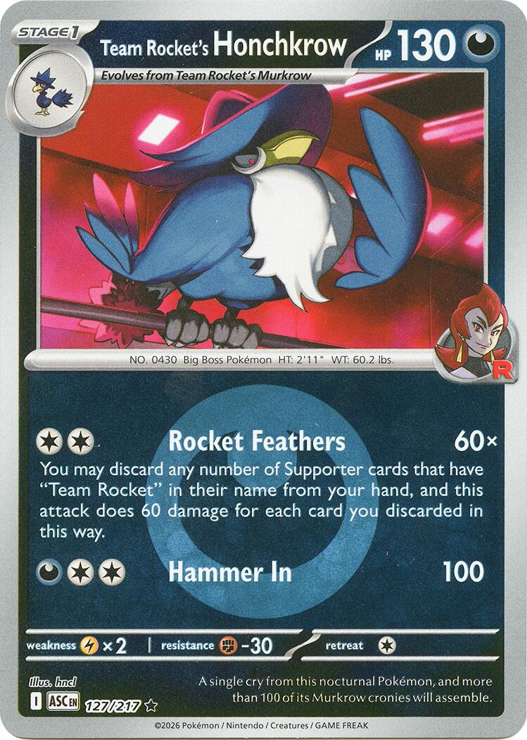 Team Rocket's Honchkrow (127/217) (Energy Symbol Pattern) [Mega Evolution: Ascended Heroes] | Exor Games Dartmouth