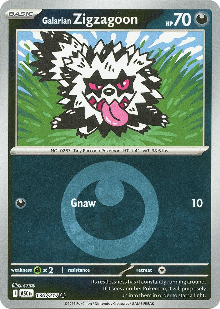 Galarian Zigzagoon (130/217) (Energy Symbol Pattern) [Mega Evolution: Ascended Heroes] | Exor Games Dartmouth