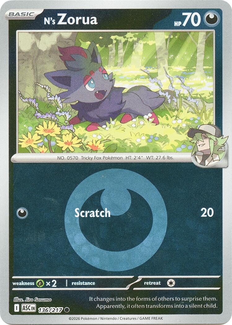 N's Zorua (136/217) (Energy Symbol Pattern) [Mega Evolution: Ascended Heroes] | Exor Games Dartmouth