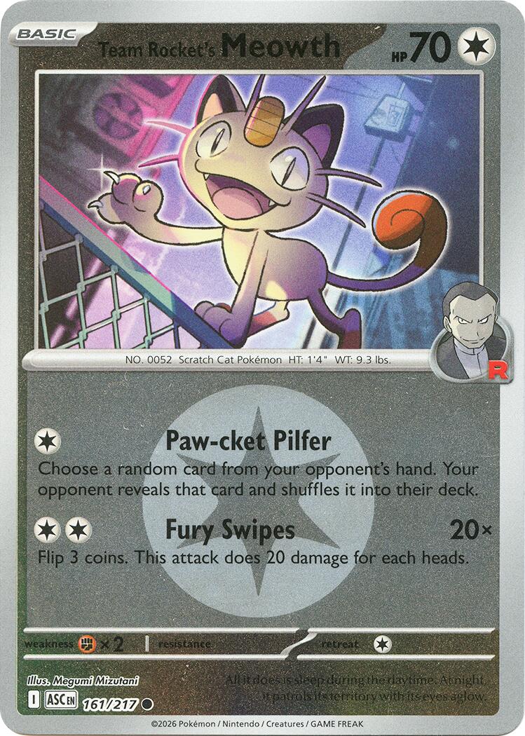 Team Rocket's Meowth (161/217) (Energy Symbol Pattern) [Mega Evolution: Ascended Heroes] | Exor Games Dartmouth