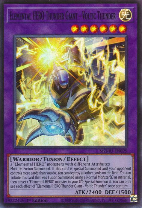 Elemental HERO Thunder Giant - Voltic Thunder [MZMU-EN029] Super Rare | Exor Games Dartmouth