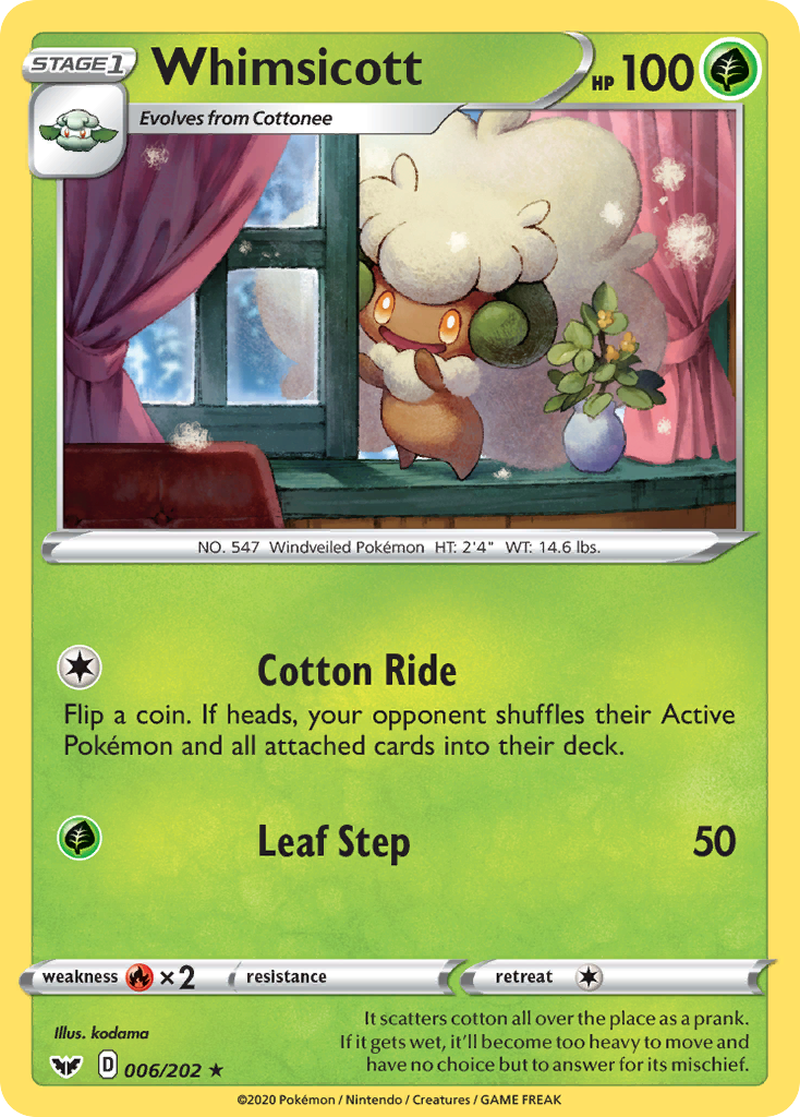 Whimsicott (006/202) [Sword & Shield: Base Set] | Exor Games Dartmouth