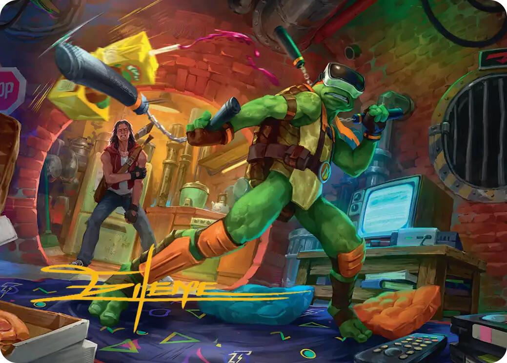 Michelangelo, Game Master Art Card (Gold-Stamped Signature) [Teenage Mutant Ninja Turtles Art Series] | Exor Games Dartmouth