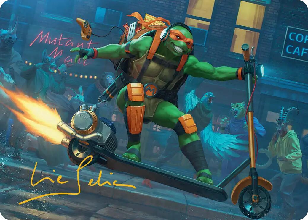 Michelangelo, On the Scene Art Card (Gold-Stamped Signature) [Teenage Mutant Ninja Turtles Art Series] | Exor Games Dartmouth