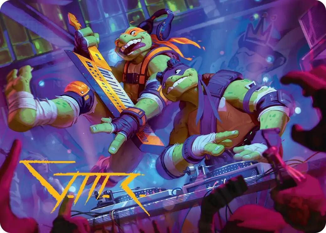 Mikey & Don, Party Planners Art Card (Gold-Stamped Signature) [Teenage Mutant Ninja Turtles Art Series] | Exor Games Dartmouth