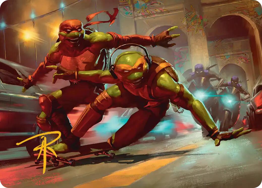 Raph & Mikey, Troublemakers Art Card (Gold-Stamped Signature) [Teenage Mutant Ninja Turtles Art Series] | Exor Games Dartmouth