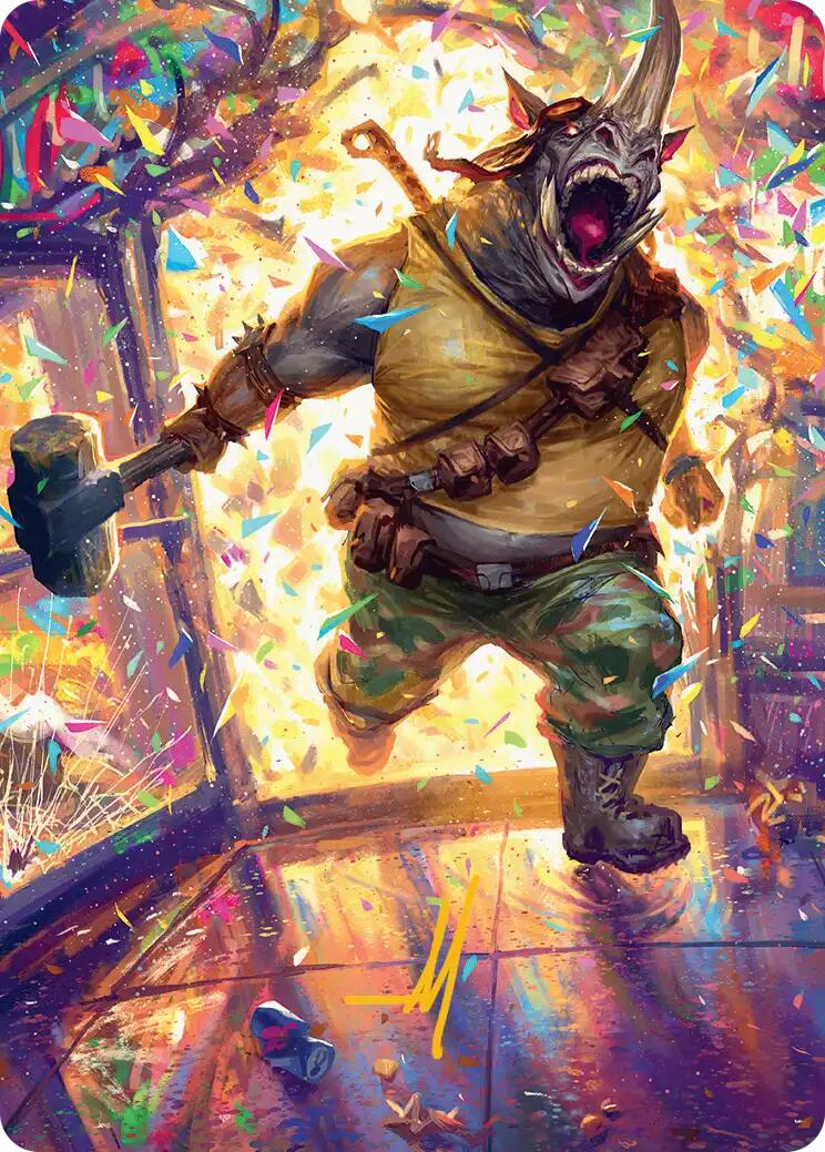 Rocksteady, Rowdy Rhino Art Card (Gold-Stamped Signature) [Teenage Mutant Ninja Turtles Art Series] | Exor Games Dartmouth