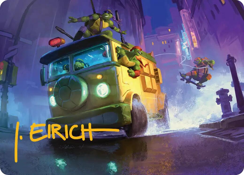 Turtle Van Art Card (Gold-Stamped Signature) [Teenage Mutant Ninja Turtles Art Series] | Exor Games Dartmouth