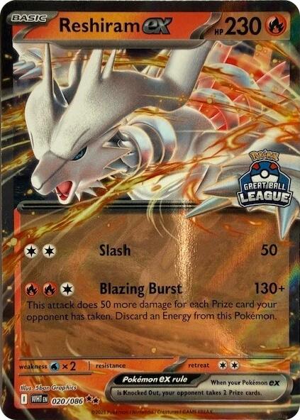 Reshiram ex (020/086) (Great Ball League) [League & Championship Cards] | Exor Games Dartmouth