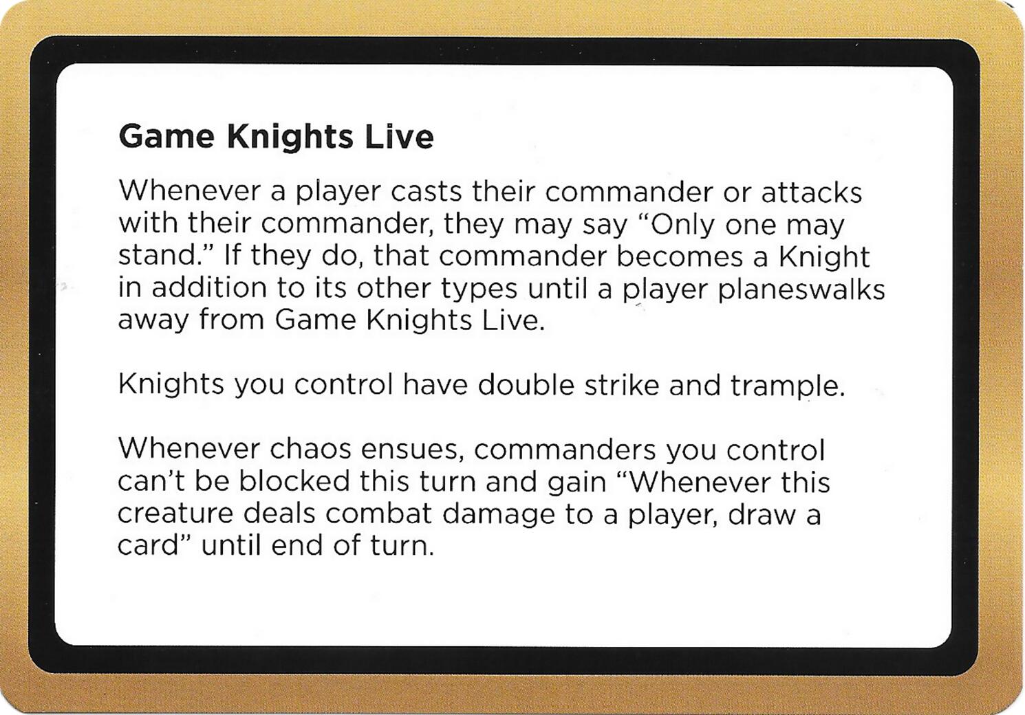 Game Knights Live (Black Lotus Unknown Planechase) [Oversize Cards] | Exor Games Dartmouth