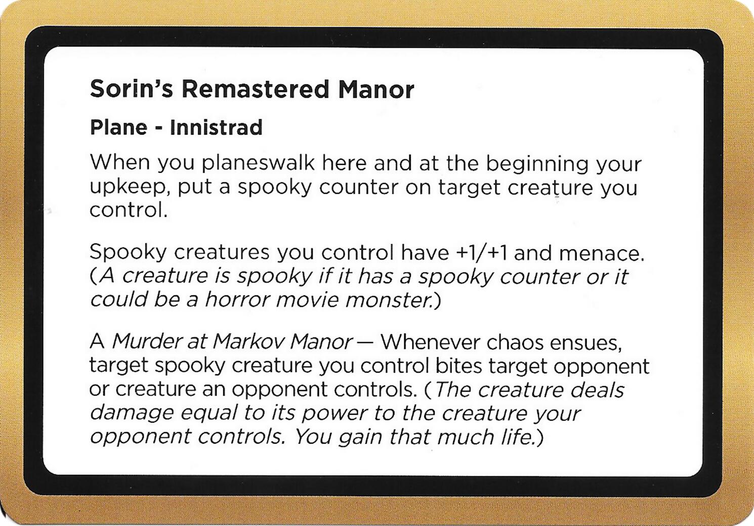 Sorin's Remastered Manor (Black Lotus Unknown Planechase) [Oversize Cards] | Exor Games Dartmouth