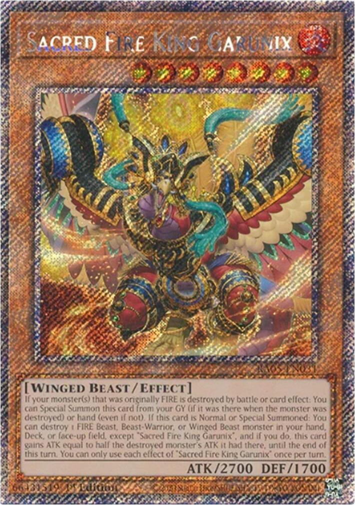 Sacred Fire King Garunix (Platinum Secret Rare) [RA05-EN031] Platinum Secret Rare | Exor Games Dartmouth