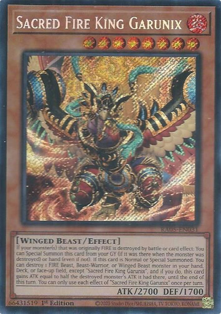 Sacred Fire King Garunix (Secret Rare) [RA05-EN031] Secret Rare | Exor Games Dartmouth