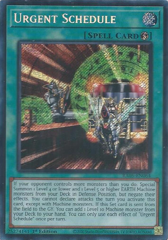 Urgent Schedule (Secret Rare) [RA05-EN064] Secret Rare | Exor Games Dartmouth