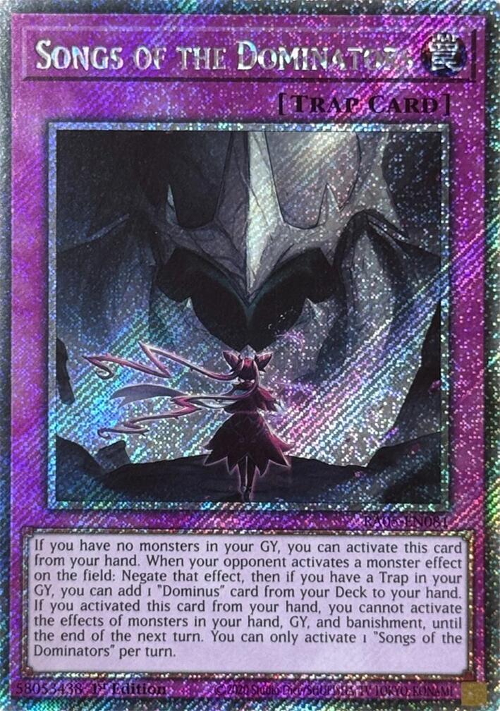 Songs of the Dominators (Platinum Secret Rare) [RA05-EN081] Platinum Secret Rare | Exor Games Dartmouth