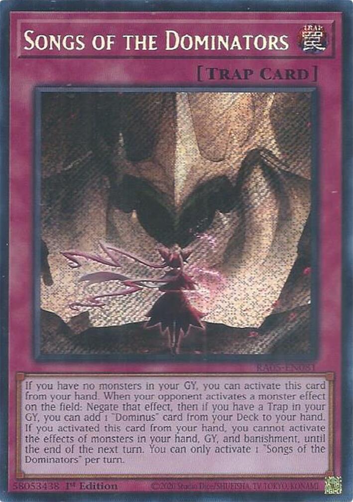 Songs of the Dominators (Secret Rare) [RA05-EN081] Secret Rare | Exor Games Dartmouth
