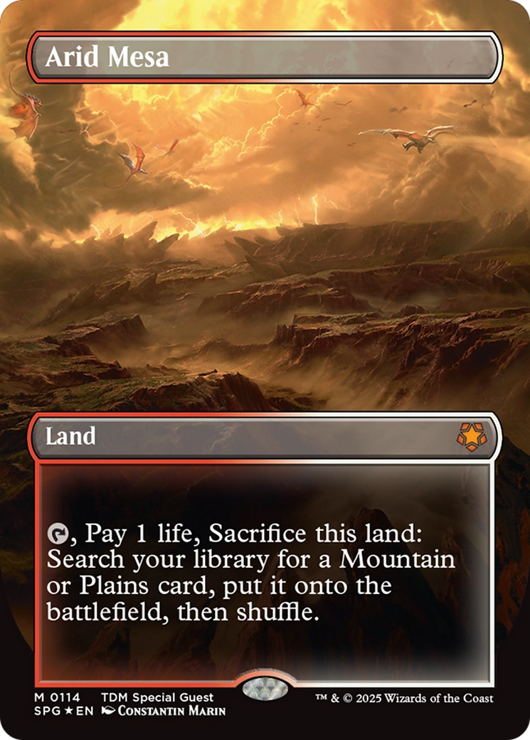 Arid Mesa (Borderless) (Dragonscale Foil) [Tarkir: Dragonstorm Special Guests] | Exor Games Dartmouth
