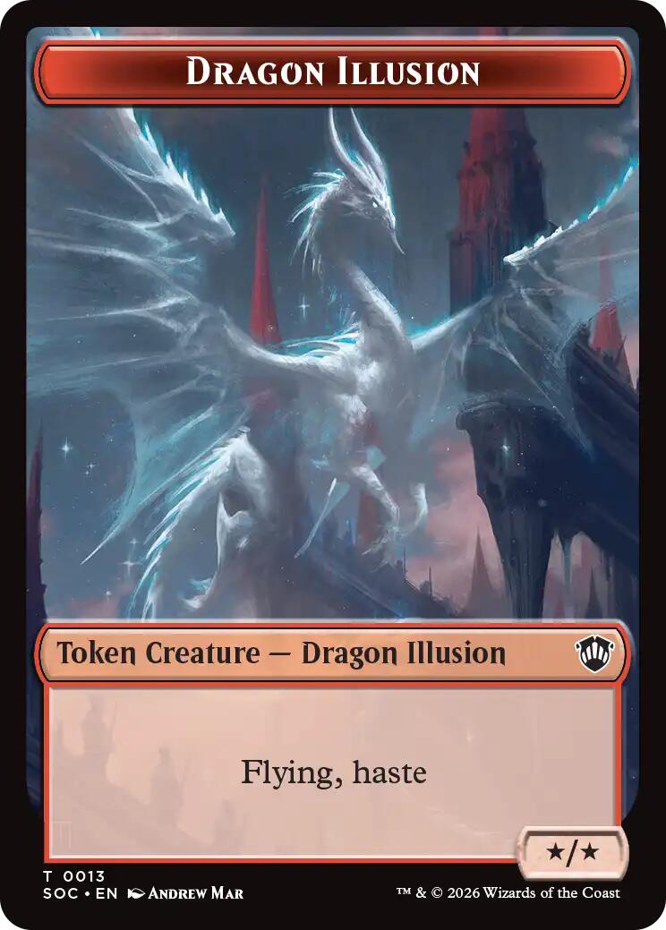 Dragon Illusion // Elemental (0002) Double-Sided Token [Secrets of Strixhaven Commander Tokens] | Exor Games Dartmouth