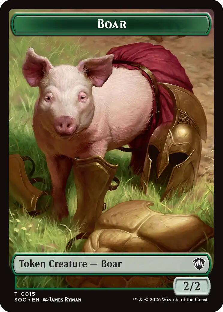Boar // Fractal (0005) Double-Sided Token [Secrets of Strixhaven Commander Tokens] | Exor Games Dartmouth