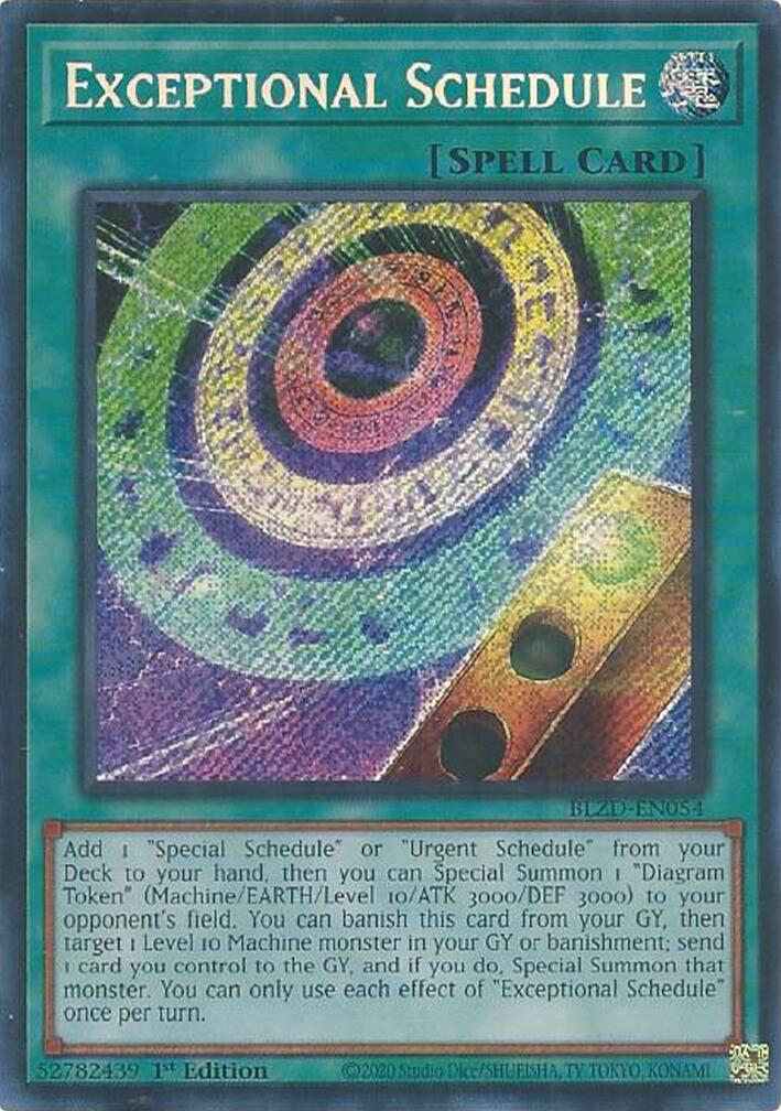 Exceptional Schedule [BLZD-EN054] Secret Rare | Exor Games Dartmouth