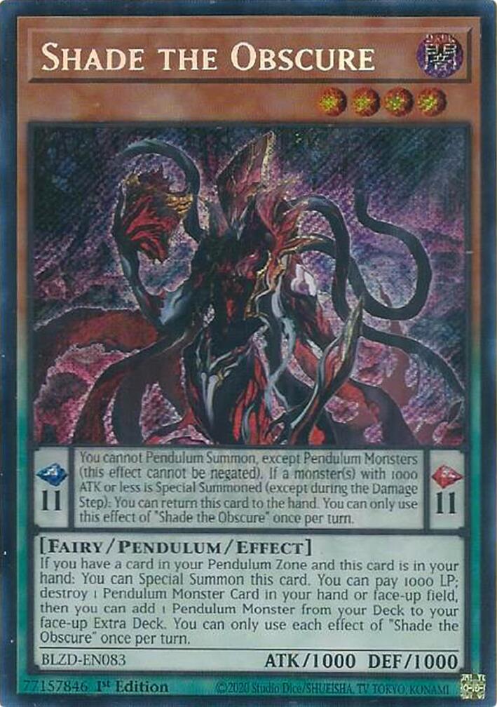 Shade the Obscure [BLZD-EN083] Secret Rare | Exor Games Dartmouth