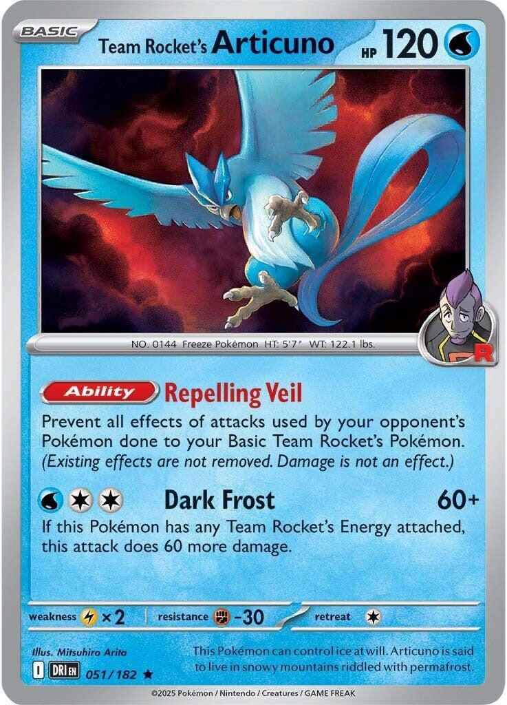 Team Rocket's Articuno (051/182) (Non-Holo) (Deck Exclusive) [Scarlet & Violet: Destined Rivals] | Exor Games Dartmouth