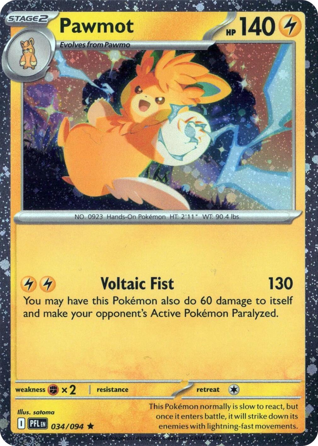 Pawmot (034/094) (Cosmos Holo) [Mega Evolution: Phantasmal Flames] | Exor Games Dartmouth