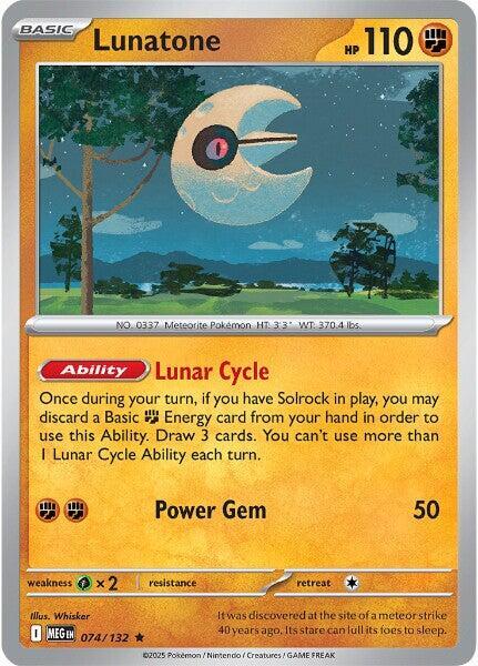 Lunatone (074/132) (Non-Holo) [Mega Evolution: Base Set] | Exor Games Dartmouth
