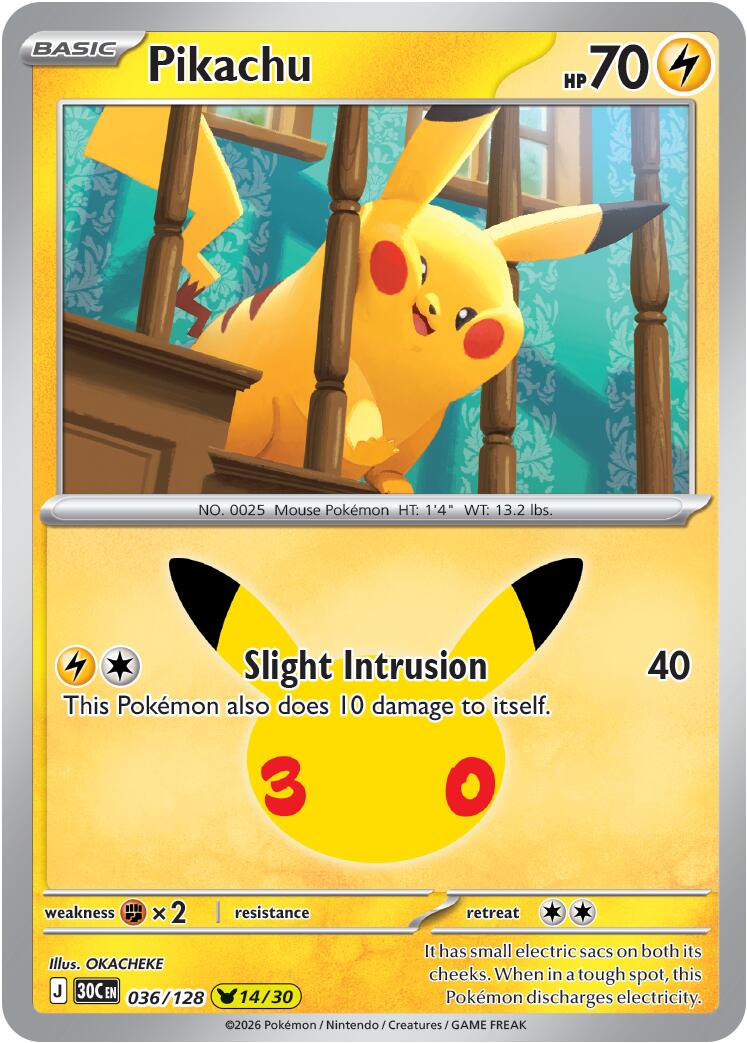 Pikachu (036/128) [Mega Evolution: 30th Celebration] | Exor Games Dartmouth