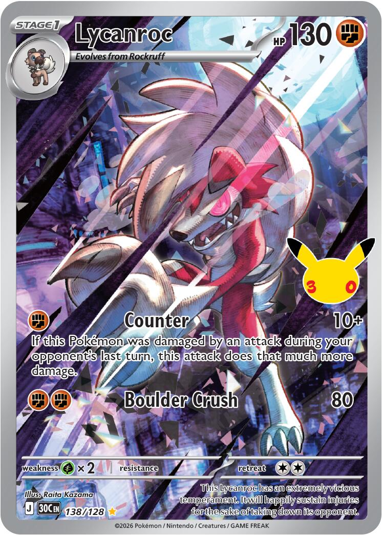 Lycanroc (138/128) [Mega Evolution: 30th Celebration] | Exor Games Dartmouth