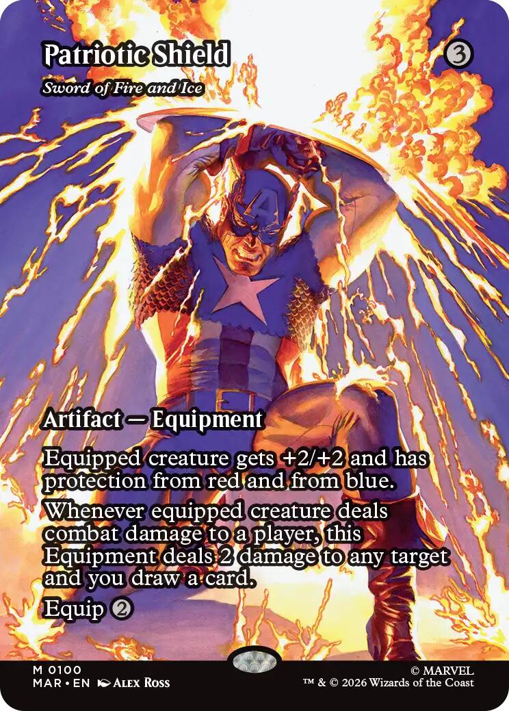 Patriotic Shield - Sword of Fire and Ice (Borderless) [Marvel Universe: Eternal-Legal] | Exor Games Dartmouth