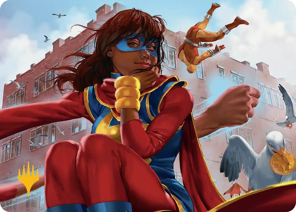 Ms. Marvel, Kamala Khan Art Card (Gold-Stamped Planeswalker Symbol) [Marvel Super Heroes Art Series] | Exor Games Dartmouth
