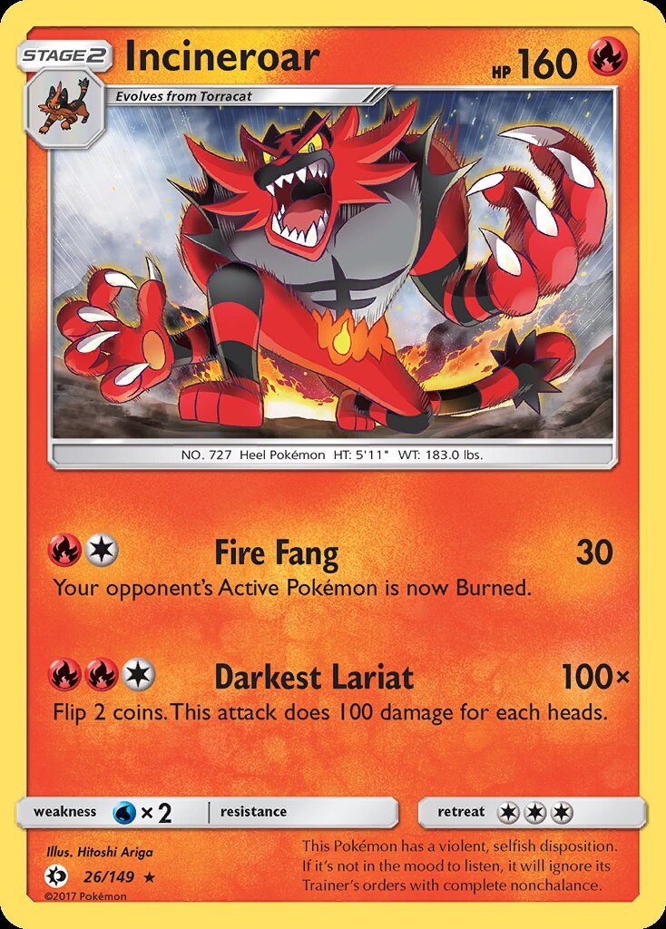 Incineroar (26/149) (Theme Deck Exclusive) [Sun & Moon: Base Set] | Exor Games Dartmouth