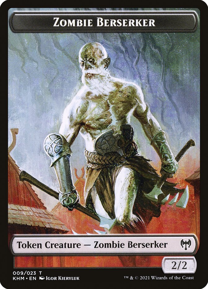 Human Warrior // Zombie Berserker Double-Sided Token [Kaldheim Tokens] | Exor Games Dartmouth