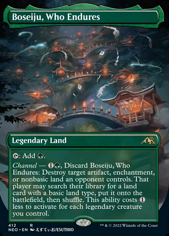 Boseiju, Who Endures (Borderless Alternate Art) [Kamigawa: Neon Dynasty] | Exor Games Dartmouth