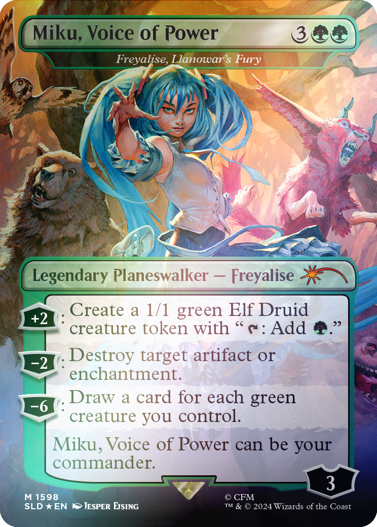 Miku, Voice of Power - Freyalise, Llanowar's Fury (Rainbow Foil) [Secret Lair Drop Series] | Exor Games Dartmouth